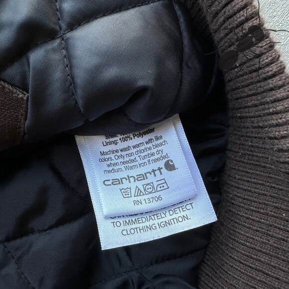 Vintage Y2K Carhartt YOUTH DKB brown hooded work wear jacket - Picture 9 of 9